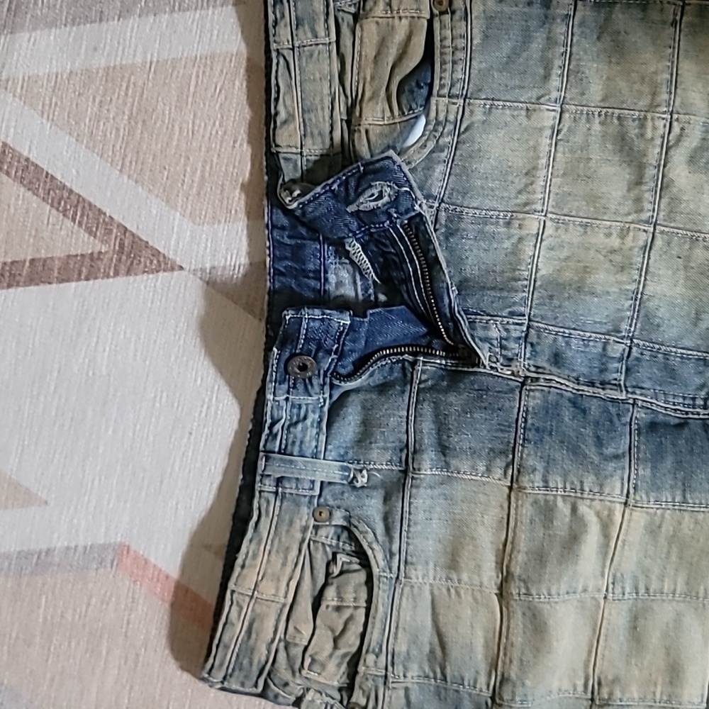 Patchwork Denim Mini Skirt - image 2